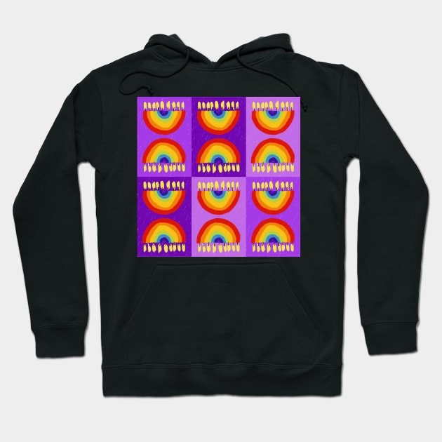 Rainbow Chanukiah Purples Grid Hoodie by TillaCrowne